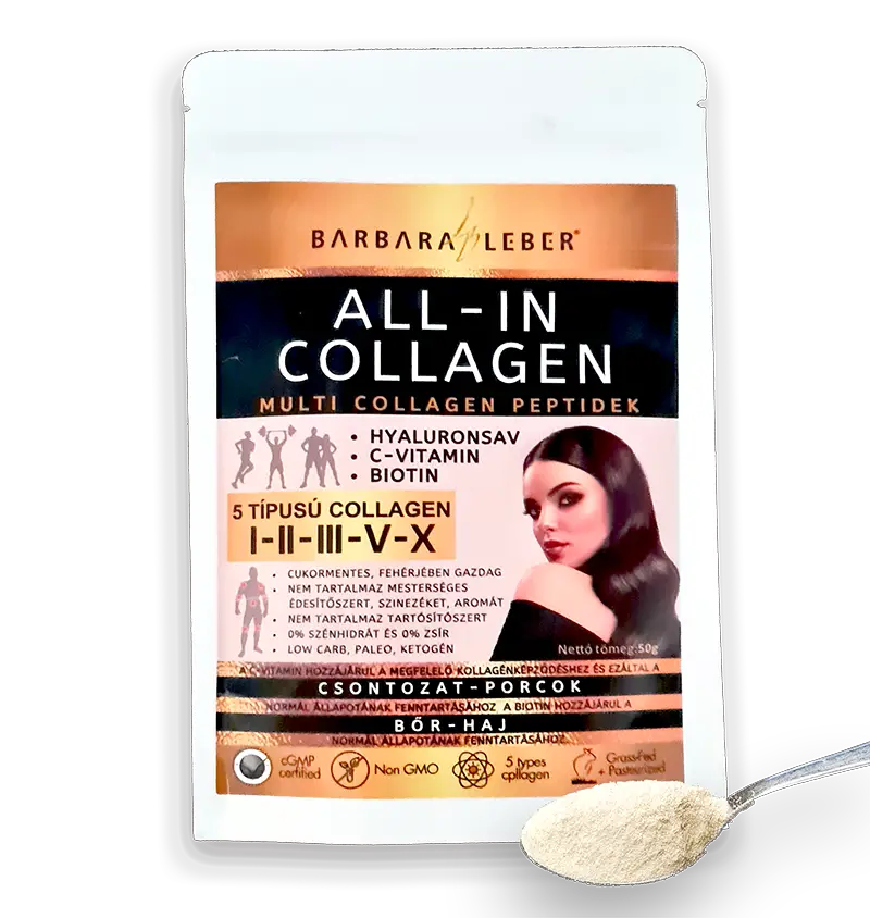 BARBARA LEBER ALL-IN COLLAGEN TELJES SPEKTRUM KOLLAGÉN PEPTIDEK. (20 napos adag) 5 TÍPUSÚ KOLLAGÉN PEPTIDEK: I-II-III-V-X.