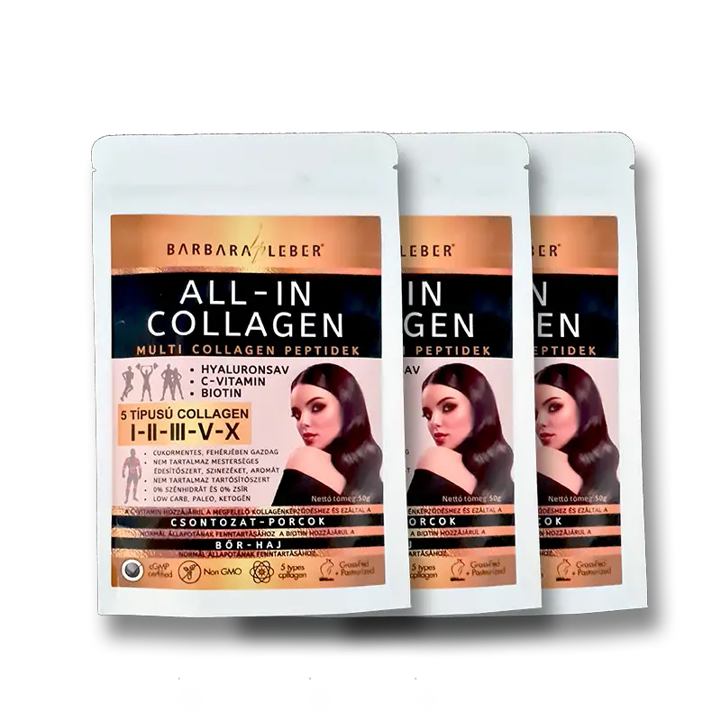 BARBARA LEBER ALL-IN COLLAGEN TELJES SPEKTRUM KOLLAGÉN PEPTIDEK. (20 napos adag) 5 TÍPUSÚ KOLLAGÉN PEPTIDEK: I-II-III-V-X.