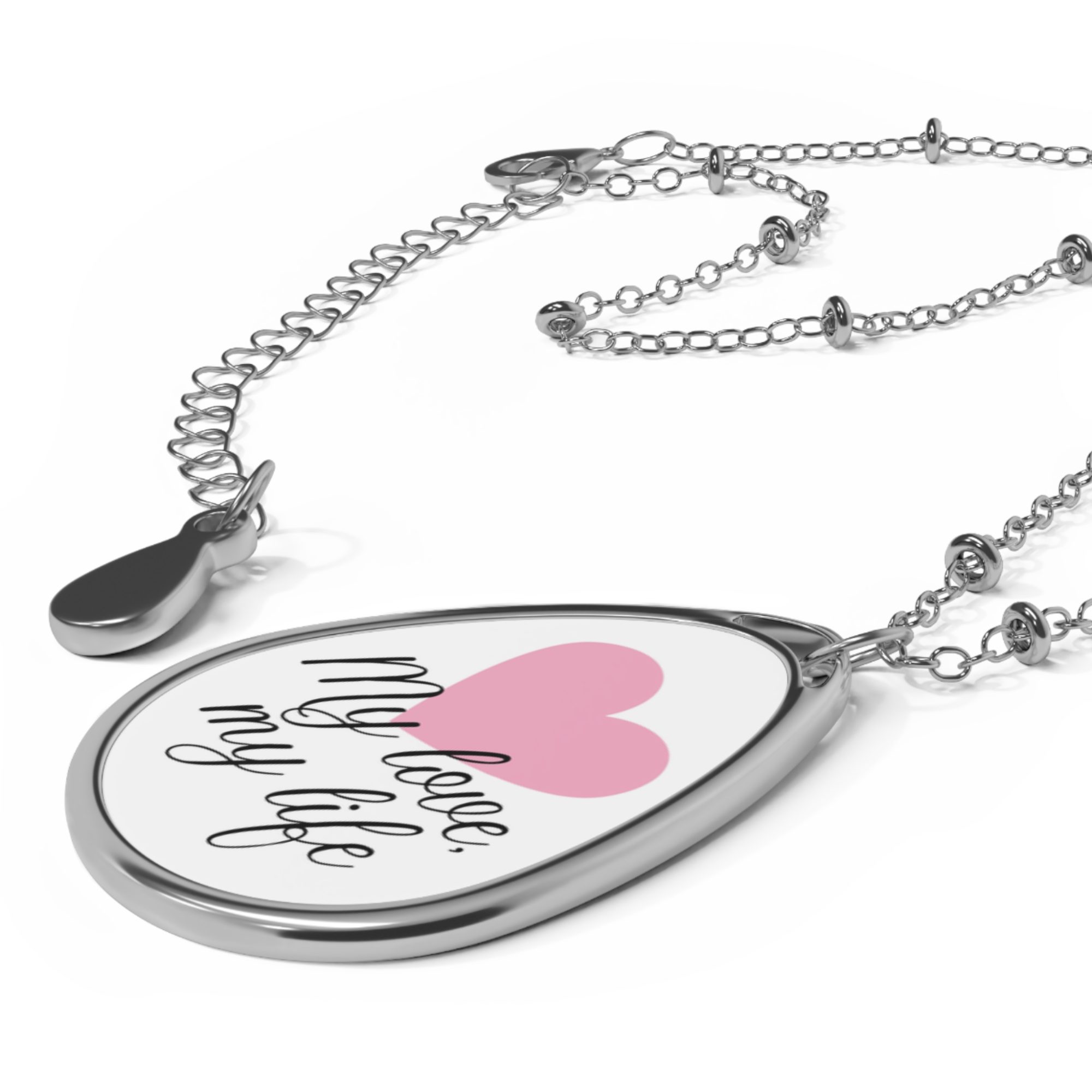 Heartfelt Love Oval Necklace - "My Love, My Life" Pendant for Romantic Occasions - Image 3