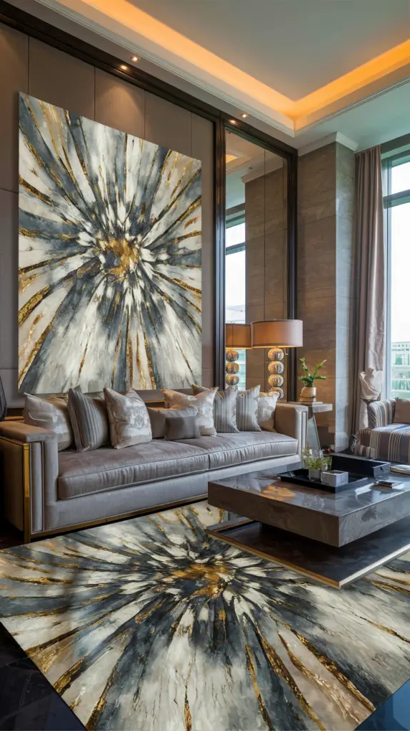 Transform Your Neutral Living Room into a Luxurious Haven. Living Room design ideas. Canvas Art and Rugs