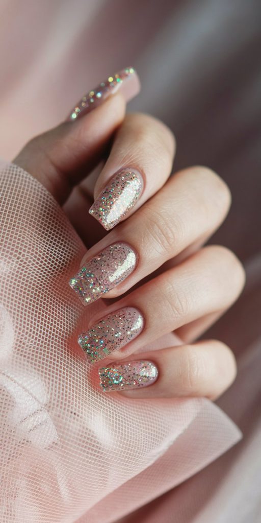 Sparkling Glitter Nails. Effortless Elegance with Luxury Custom Nails