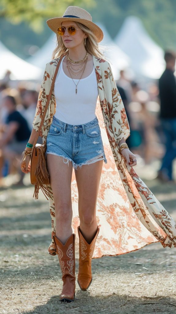 24 Festival Outfits With Shorts and Cowboy Boots
