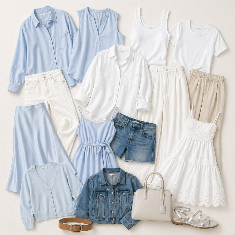 The Icy Blue Summer Capsule Wardrobe: 17 Pieces for a Cool Elegant Look
