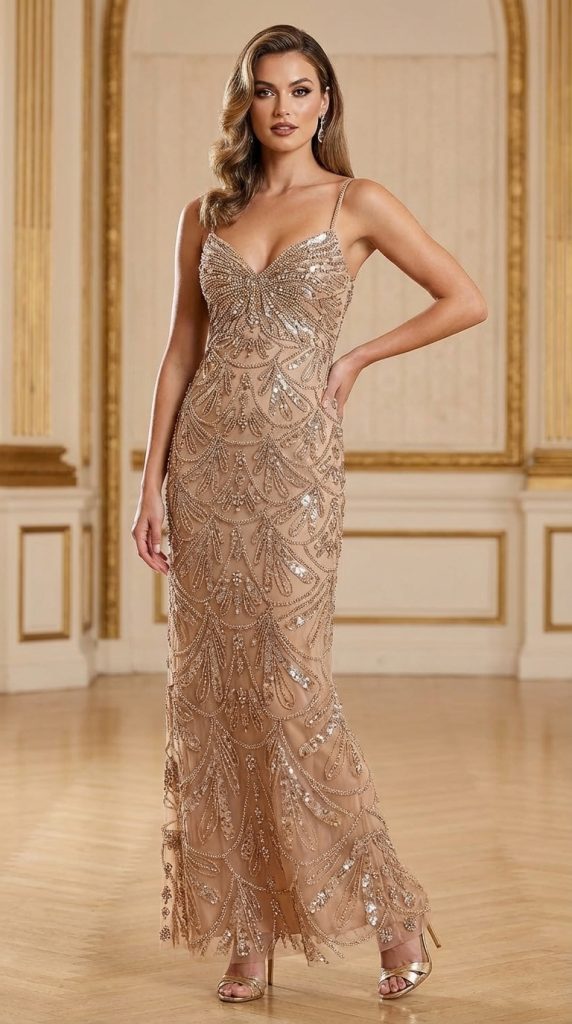 EMBROIDERY EVENING GOWN